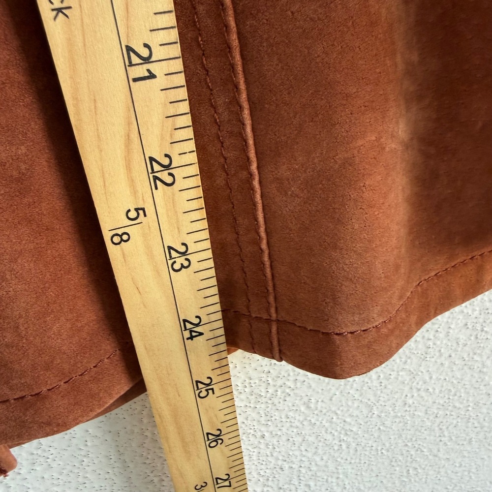 Vintage Suede Leather Jacket 90s Western Boho Rust Cognac Bernardo Womens M - Picture 10 of 11